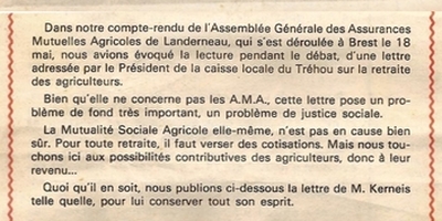 1983 : Antoine Kerneis réclame la retraite à 60 ans pour les exploitants agricoles